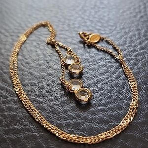Gold Tone Avon Crystal Drop Necklace- Women Jewelry